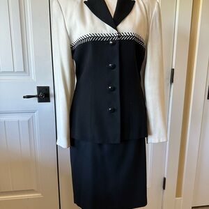 Black and White Blazer and Skirt Set